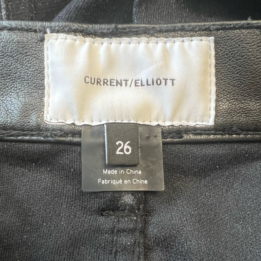 Current/Elliott The Fused High Rise Vegan Leather Contrast Stiletto Jean - Picture 4 of 10
